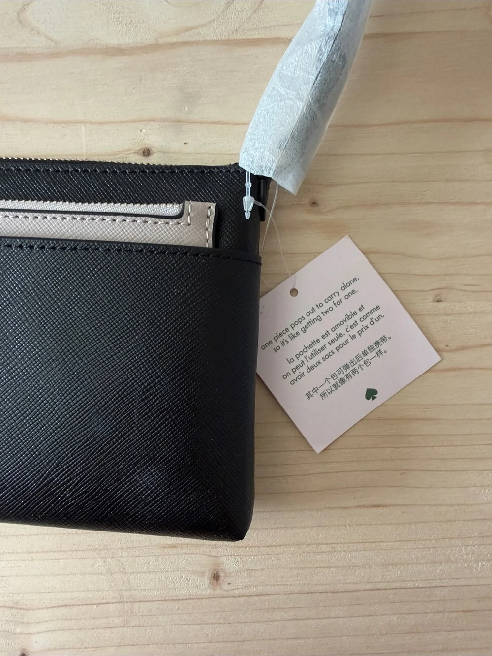 kate spade Black Crossbody Wallet with Pale Pink Front Pocket